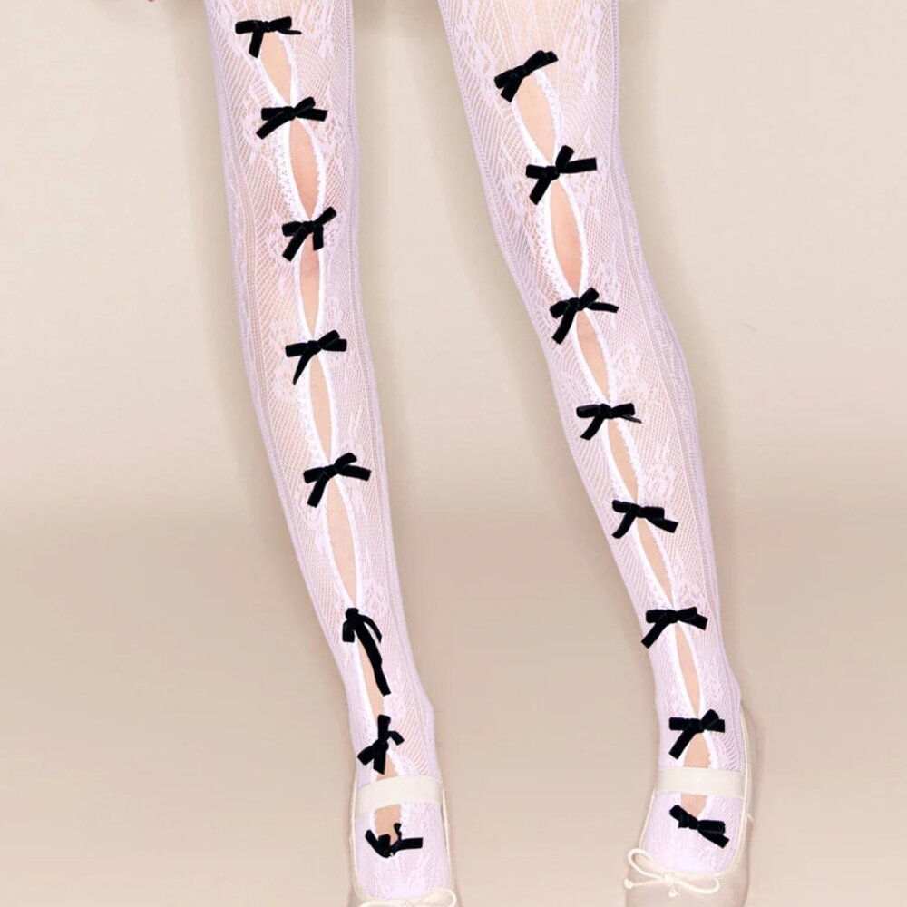 Nodress White Bowknot Tights